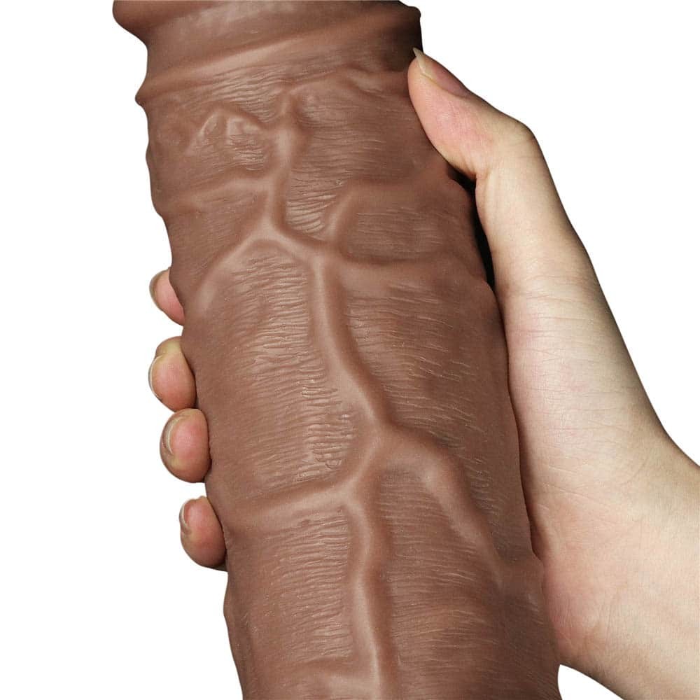 10.5'' Realistic Chubby Vibrating Dildo Brown - Image 13