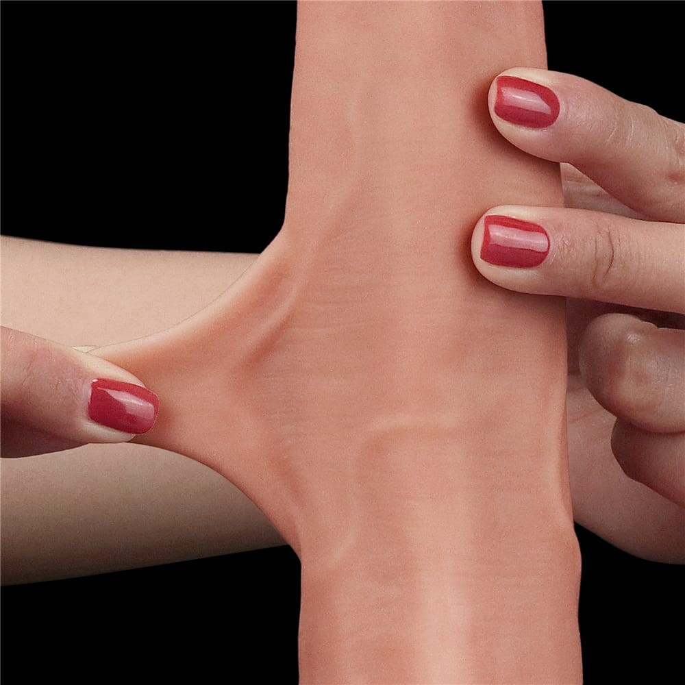 8.5'' Sliding Skin Dual Layer Dong - Whole Testicle - Image 6