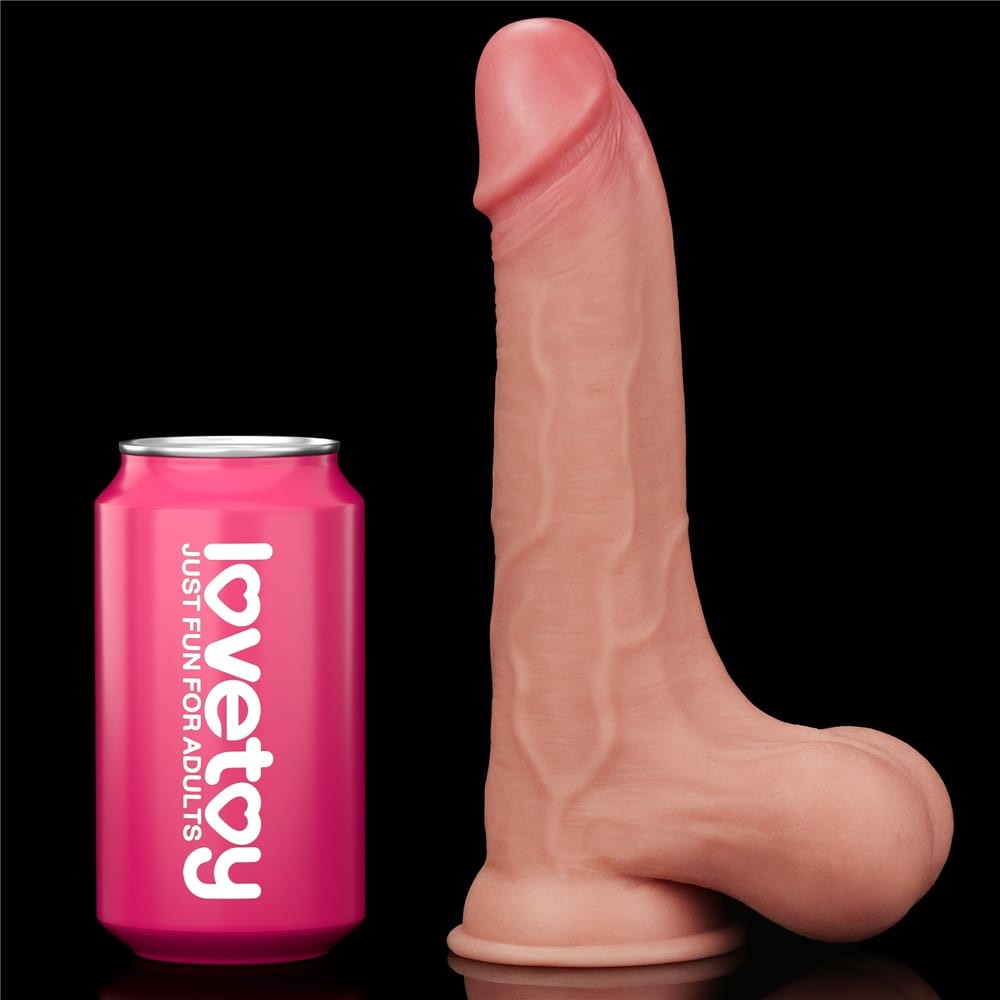 8.5'' Sliding Skin Dual Layer Dong - Whole Testicle - Image 3