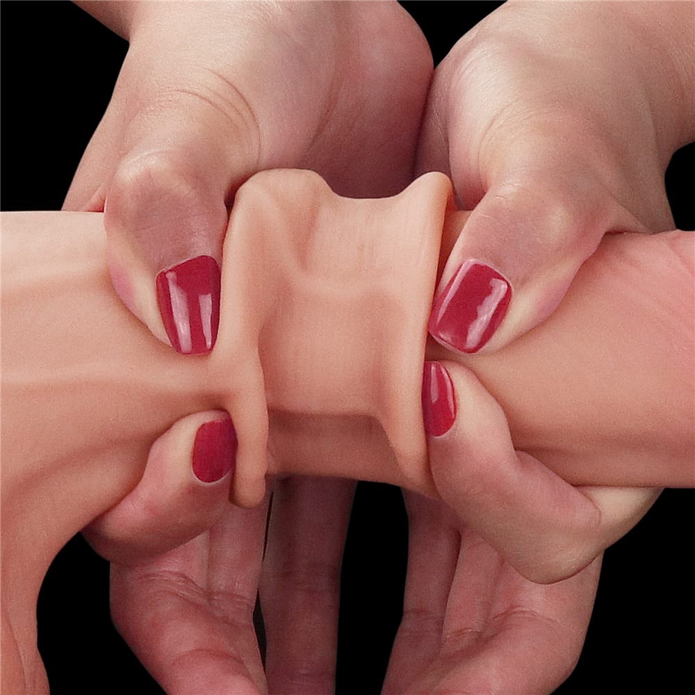 8.5'' Sliding Skin Dual Layer Dong - Whole Testicle - Image 5