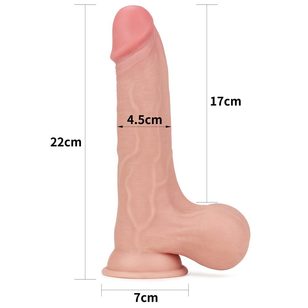 8.5'' Sliding Skin Dual Layer Dong - Whole Testicle - Image 16