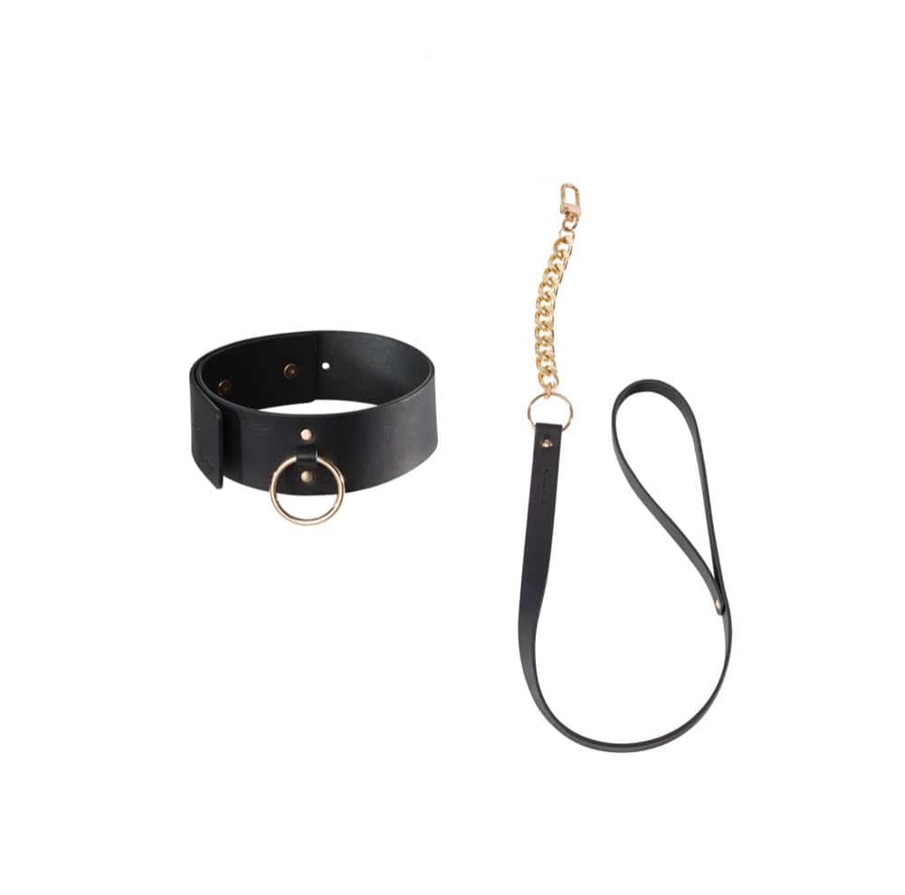 Maze Wide Choker With Leash Black - Image 4