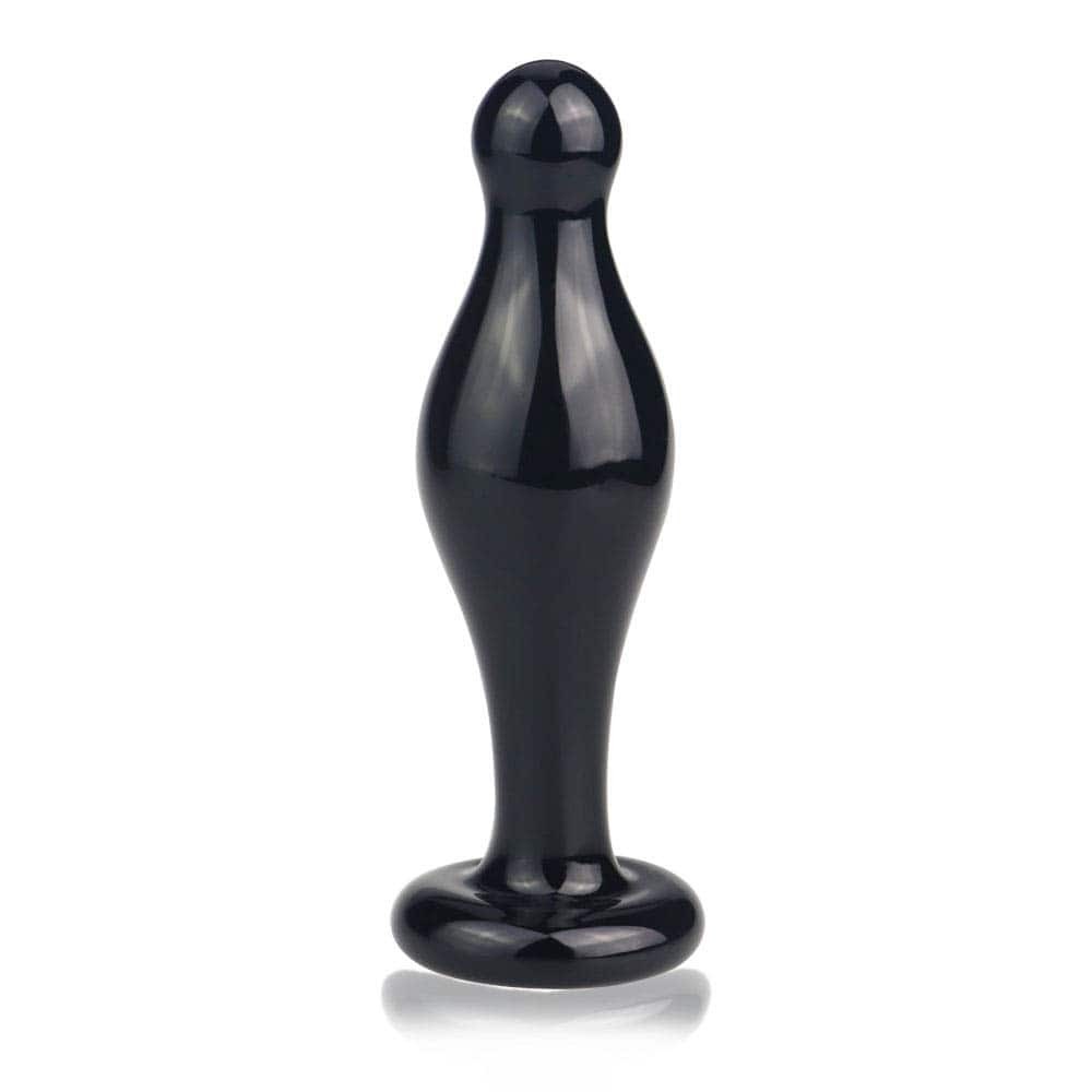 4.5" Glass Romance Anal Plug Black - Image 2