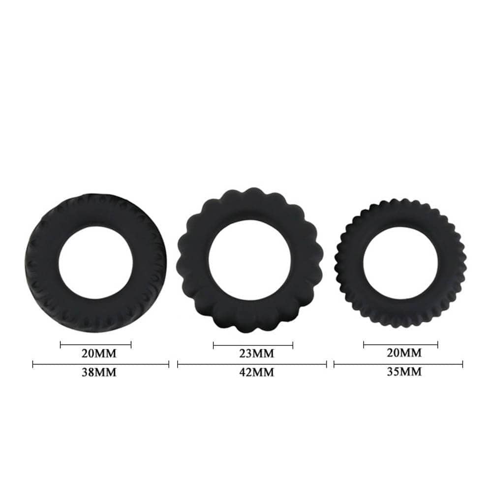 Titan 3 in 1 Silicone Rings Black - Image 5
