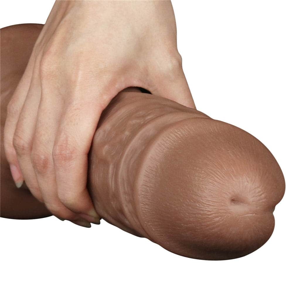 10.5'' Realistic Chubby Vibrating Dildo Brown - Image 15